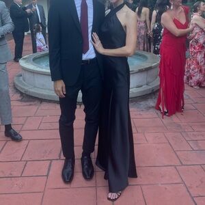 Revelry Athena Elegant Black Halter Gown